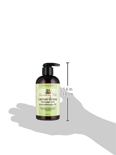 Sunny Isle Lemongrass Massage and Aromatherapy Oil - Organic, Gluten Free - 8 Fl Oz