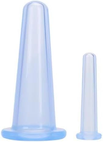 4 Pcs Face Cupping Set, Facial Cupping Set for Face and Eye Massage, Silicone Massage Vacuum Anti Aging Beauty Tool Facial Eye Care (2 Small + 2 Large) (Blue)