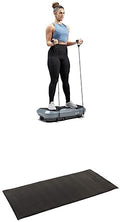 Sunny Health & Fitness 3D Vibration Plate Exercise Platform w/ Dual Resistance Bands Total Body Shaker Machine 16 Speed Settings & 3 Vibration Modes SF-VP822057 + Home Gym Foam Floor Protector Mat
