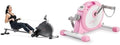 Sunny Health & Fitness Magnetic Rowing Machine with Exclusive SunnyFit App + Sunny Health & Fitness (Pink) Under Desk Smart Mini Pedal Exerciser