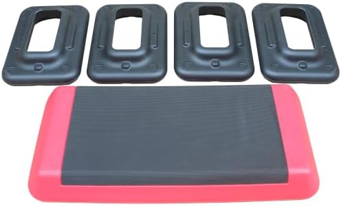 Aerobic Exercise Step Platform for Home Gym, 4 Stackable Risers -Adjustable Hight, Step Up Exercise Platform, Fitness Training Workout Stepper, Cardio Strength