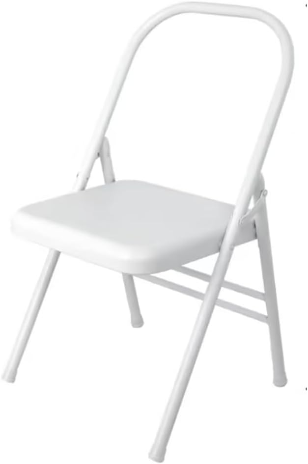Iyengar Yoga Chair,Pilates Chair Yoga Auxiliary Chair Special Auxiliary Reinforced Yoga PU All Steel Yoga Inversion Chair,White