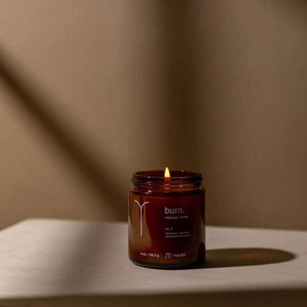 Maude Burn No. 3 - Hydrating + Skin-Softening Soybean + Jojoba Oil Massage Candle - Soothing Warm Massage Oil Candle with Notes of Eucalyptus + Sandalwood - Relaxing Self Care Gifts (4 oz)