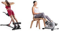 Sunny Health & Fitness Magnetic Under Desk Mini Exercise Cycle Bike, Dual Function Pedal Exerciser + Unisex's Station Hyperextension Roman Chair with Dip Station, Black