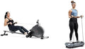 Sunny Health & Fitness Magnetic Rowing Machine with Exclusive SunnyFit App + Sunny Health & Fitness 3D Vibration Platform with Resistance Bands, 16 Speed Settings, and 3 Vibration Modes