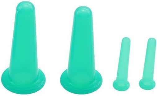 4Pcs Massage Cupping Set Silicone Mini Facial Cups Face Massager Helper Skin Care Neck Back Eyes Massaging Cup Safe to Use, Don't Worry About Burns Health Care Products, Massage Tools (Green)