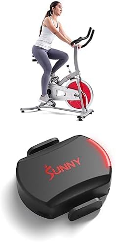 Bundle of Sunny Health & Fitness Indoor Cycling Exercise Bike with LCD Monitor SF-1203 + Sunny Health & Fitness Exercise Cycling 2-in-1 Advanced Cadence Sensor CB110