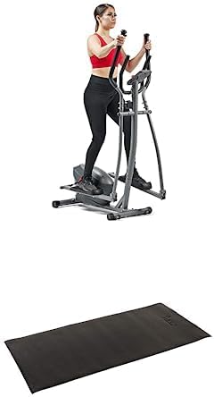 Sunny Health & Fitness Performance Compact Elliptical Machine with 8-Level Adjustable Resistance, Pulse Sensor SF-E320033 + Home Gym Foam Floor Protector Mat