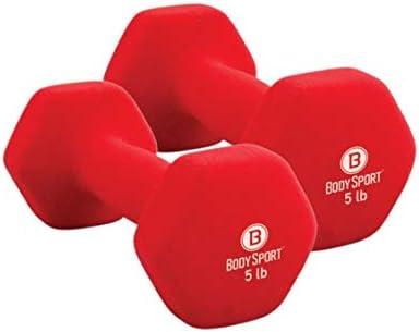 Body Sport Neoprene Dumbbell Weight - Latex-Free, Strength Training Equipment for Home Fitness & Gym Workouts