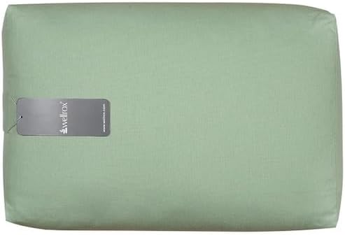 WELLROX Rectangular Yoga Bolster Pillow, 18" x 12" x 6", Pink Cotton