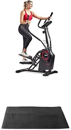 Sunny Health & Fitness Premium Cardio Climber Stepping Elliptical Machine, Black SF-E3919 + Home Gym Foam Floor Protector Mat