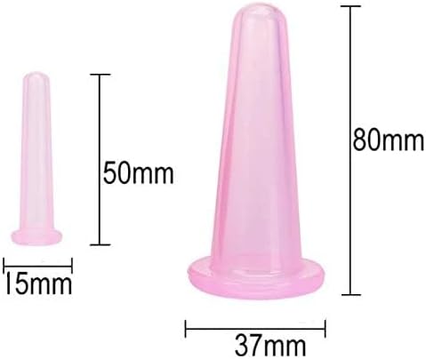 4 Pieces Pink Facial Cupping Therapy Set Anti Cellulite Silicone Vacuum Cupping Cups for Face and Eye Cupping Massage (2 Small + 2 Large)，Massage Tools