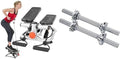 Sunny Health & Fitness Advanced Mini Home Steppers with Resistance Bands - SF-S0978 + Sunny Health & Fitness 35.5 cm (14") Threaded Chrome Dumbbell Bar