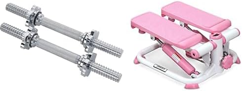 Sunny Health & Fitness Exercise Stepping Machine, Portable Mini Stair Stepper for Home or Office Workouts + Sunny Health & Fitness 35.5 cm (14") Threaded Chrome Dumbbell Bar