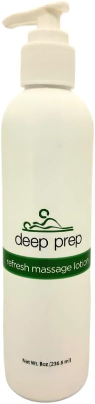 Deep Prep Refresh Massage Lotion & Cream – Hydrating & Non-Greasy 8 oz. Lotion for Invigorating, Full-Body & Swedish Massage