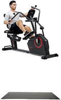 Sunny Health & Fitness Electromagnetic Recumbent Cross Trainer Exercise Elliptical Bike w/Arm Exercisers, Easy Access Seat SF-RBE4886SMART + Home Gym Foam Floor Protector Mat