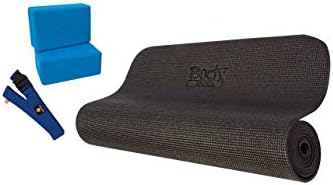 Body Sport 4-Piece Yoga Kit, (1) 72 in. x 1/4 in. Fitness Mat, (2) Blue Blocks, (1) 8 ft. Exercise Strap - Beginner Set for Home Fitness & Gym Workouts