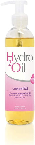 Hydro 2 Oil Unscented Massage Oil 8.4 fl oz - Water Dispersible Formula with Jojoba and Grapeseed Oil Enriched with Vitamin E