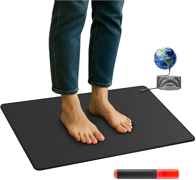 Grounding Mat with 100K Ohmresistor, The Globe Pad Earth Ground Bed Sleeping Mat Improved Sleep Reduced Pain,Earth Grounded Pads Healthy Mats with Grounding Wire Magnetic Therapy Mat (Black)