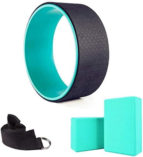 Yoga Fitness Wheel & 2 pcs Blocks & 1 pcs Yoga Strap Combo Value Pack-Black