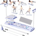 Foldable Pilates Board with Mat, Bar, Slider & Resistance Bands - Portable Reformer Machine Kit for Home, Gym & Office Workouts - Multifunctional Equipment for Women