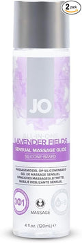 JO Lavender Silicone Massage Oil – Fragrance Free Long Lasting Personal Lube & Massage Glide – 4 fl oz (Pack of 2)