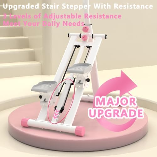 Home Foldable Stair Stepper Machine - Vertical Climber for Full Body Workout, 265 lbs Capacity w/LCD Display & Adjustable Handlebar, Compact Home Gym Equipment for Legs, Abs, Cardio