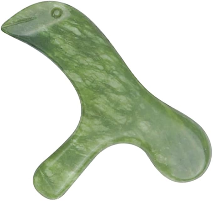 Jade Deep Tissue Trigger Point Massage Tool - Natural Jade Gua Sha Scraping Stone - Foot Reflexology Acupressure Point Massager for Full Body Relaxing, Muscles Soreness and Pain Relief