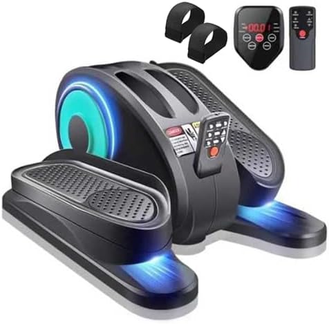 ESL Under Desk Elliptical - Portable Leg Exerciser with Pedal Strap for Seniors, Compact Seated Elliptical with Remote Control, LCD Display Electric Elliptical Trainers for Home