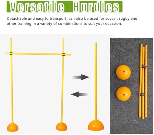 Agility Hurdles Soccer Training Agility Poles, Multi-Function Athletic Speed Hurdles for Athlete/Coach, Portable Sports Team Agility Obstacles Pole, Easy to Install(1