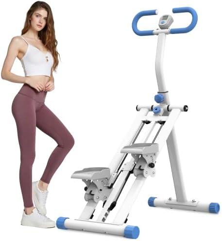 Home Foldable Stair Stepper Machine - Vertical Climber for Full Body Workout, 265 lbs Capacity w/LCD Display & Adjustable Handlebar, Compact Home Gym Equipment for Legs, Abs, Cardio
