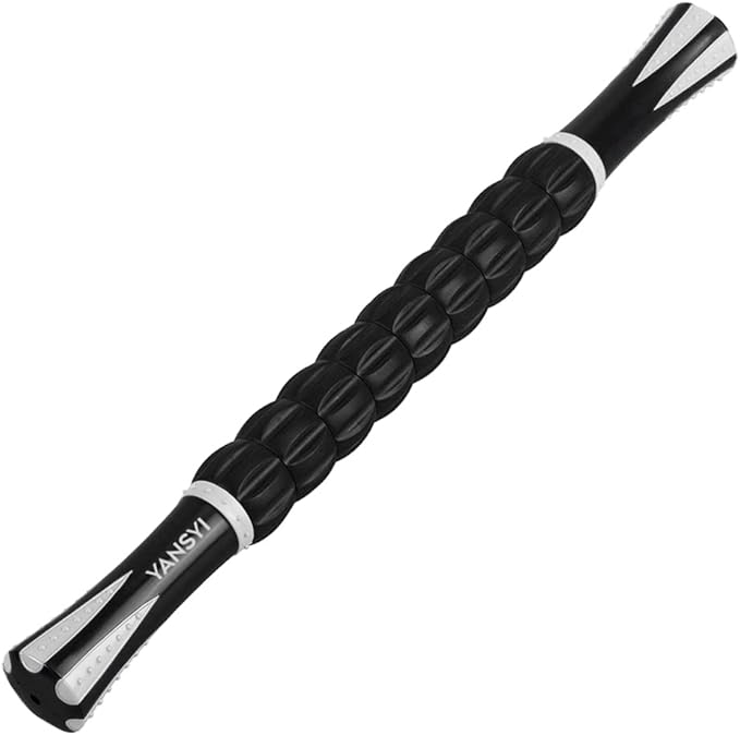 YANSYI Professional Muscle Recovery Roller - 9-Roller Deep Tissue Massage Stick for Post-Workout Soreness, Leg & Back Pain Relief - Portable Physio Tool for Athletes. (White)