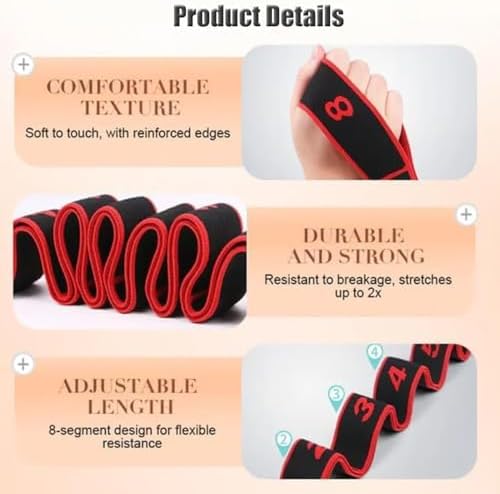 Numbered Resistance Band, Fitness Resistance Bands with Handles, Multifunction Fitness Resistance Band, Elastic Loop Exercise Strap, Adjustable Bands for Full Body Stretching Shaping