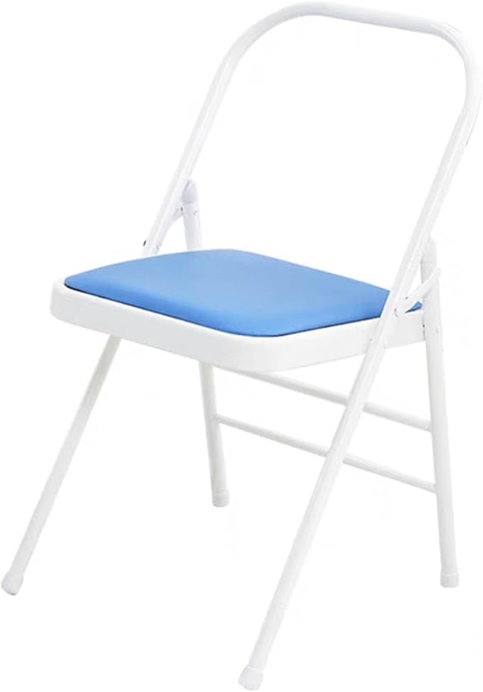 Yoga Auxiliary Chair Iyengar Yoga Chair,Backless Yoga Chair Prop,Pilates Chair,Foldable and Portable Folding Stools for Yoga,Blue