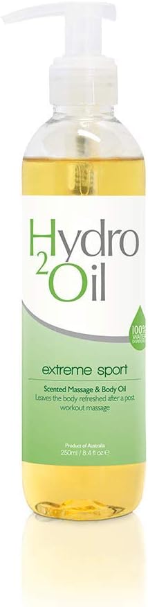 Hydro 2 Oil Extreme Sport Massage Oil 8.4 fl oz- Water Dispersible Formula with Cooling Essential Oils