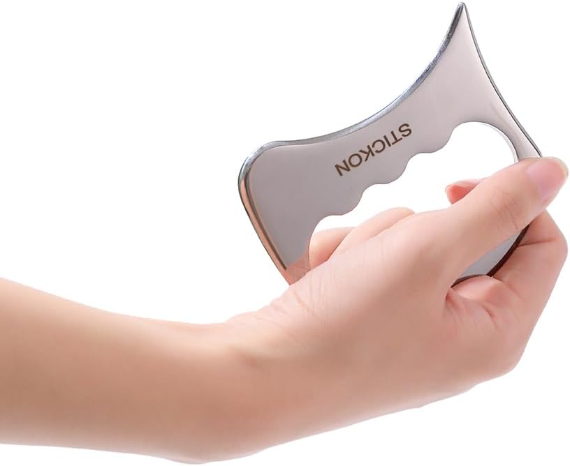STICKON Stainless Steel Gua Sha Scraping Massage Tool IASTM Tools Great Soft Tissue Mobilization Tool (STICKON-08)