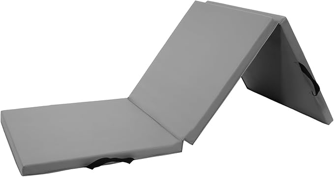 BalanceFrom 6x2 Feet 3-Panel Folding Gymnastics Mat – 2-Inch Thick Pad with Vinyl Surface and Carrying Handles for Tumbling, Yoga, Pilates, Home Workouts, and Martial Arts