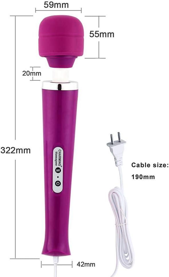 CHARMING 10 Speeds Wired Powerful Handheld Massager with Strong Vibrations, Personal Therapy Massager for Sports Recovery, Muscle Aches, Body Pain (Purple)