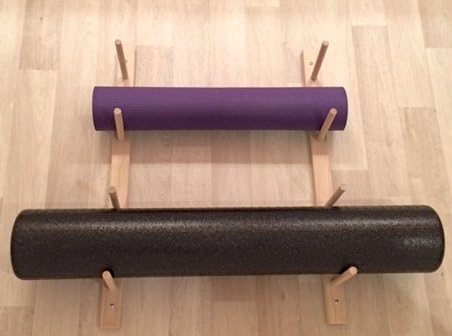 Sportify Classy Wood Foam Roller & Yoga Mat Storage Rack. Holds 4, 8, 12 etc. Modular (Sold by The Pairs and no. of Pairs You get Determines no. of mats/Rollers You Hold). Easy Wall Mount & Hardware.