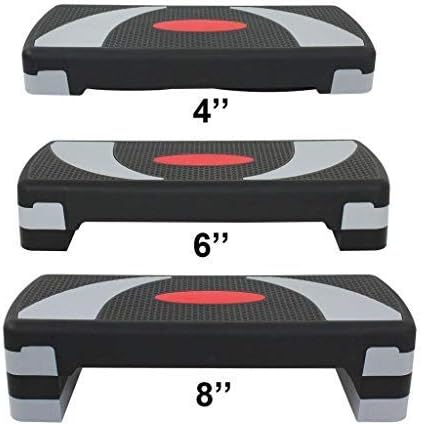 HomGarden 31'' Adjustable Workout Aerobic Stepper in Fitness & Exercise Step Platform 4" - 6" - 8" Platform Trainer Stepper w/Risers for Home Gym