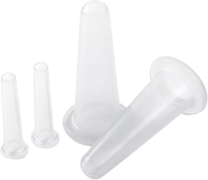 4 Pcs Face Cupping Set, Facial Cupping Set for Face and Eye Massage, Silicone Massage Vacuum Anti Aging Beauty Tool Facial Eye Care (2 Small + 2 Large) (Clear)