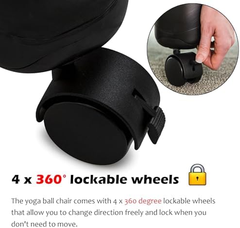 Yoga Ball Chair,Inflatable Balance Exercise Seat,Ergonomics Physiotherapy Workouts Chair,for Core Strength (Green)
