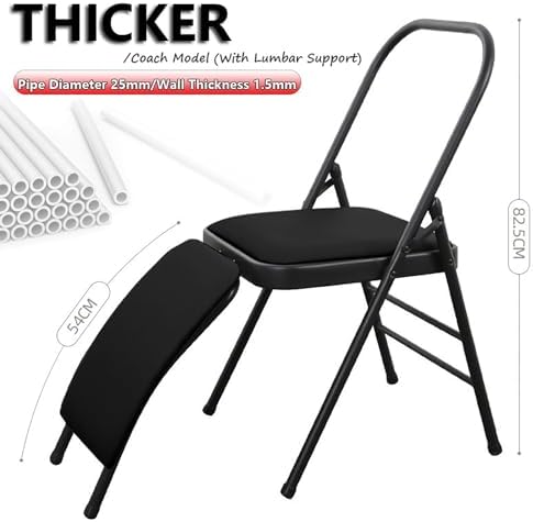 Backless Folding Yoga Chair for Headstand&Handstand Training,Inversion Stool for Restorative Flow and Back Pain Relief (Black PU)