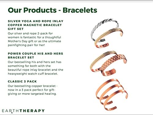 Earth Therapy Minimalist Design Magnetic Field Cuff Bracelets for Men & Women - Ultra Strength - Adjustable