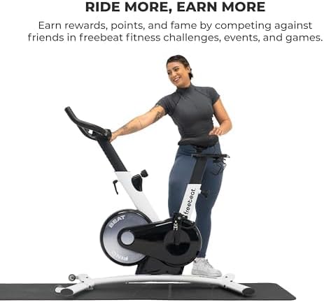 Freebeat Boom Basic Smart Indoor Cycling Bike, Swiss Design Space-Saving Exercise Bike for Home, Auto Resistance, Bluetooth, Gamified Rides with Expert Instructors