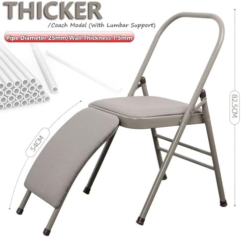 Backless Folding Yoga Chair for Headstand&Handstand Training,Inversion Stool for Restorative Flow and Back Pain Relief (Grey Fabric)