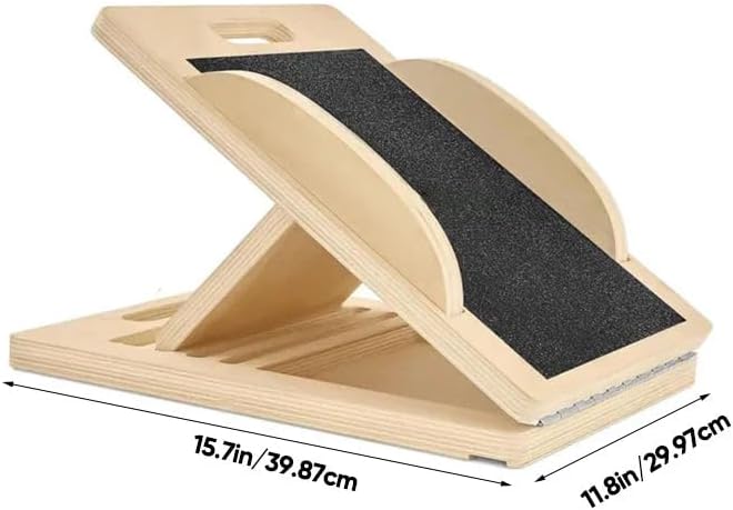 Saker 6-Angle Slant Board & Balance Board, Slant Boards for Exercise, Adjustable 40° Incline & Balance Board - 6-Angle Non-Slip Wooden Trainer for Squats, Calf Stretch, Stability Workouts