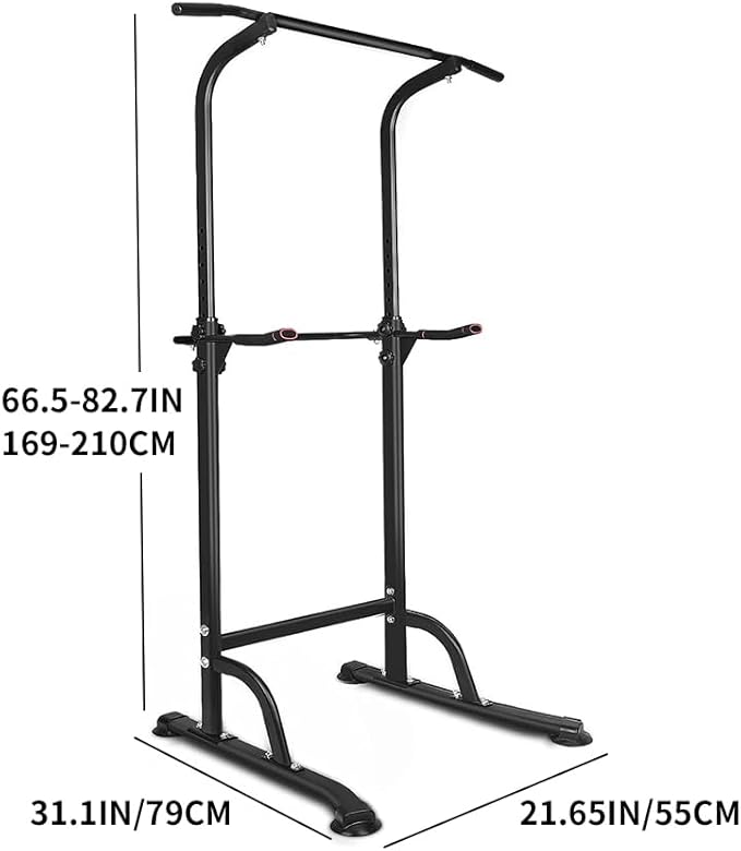 Power Tower Pull Up Bar and Dip Station,Adjustable Height Dip Stand Multi-Functional Strength Training Fitness Workout Station for Home Gym