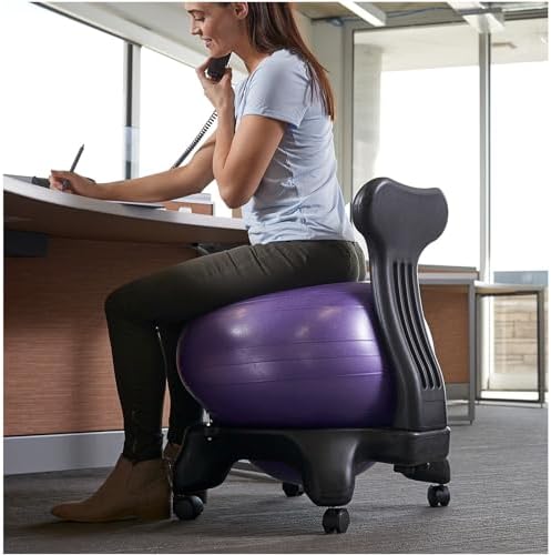 Yoga Ball Chair,Inflatable Balance Exercise Seat, for Core Strength,Office, Physiotherapy (Purple)