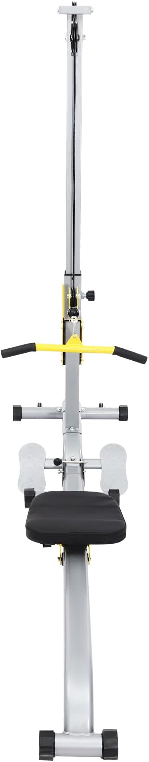 Foldable Rowing Machine & LAT Pull Down Machine 2-in-1, Multi-Function Home Gym Equipment with 19 Workouts, Max 220lbs,Compact for Small Spaces